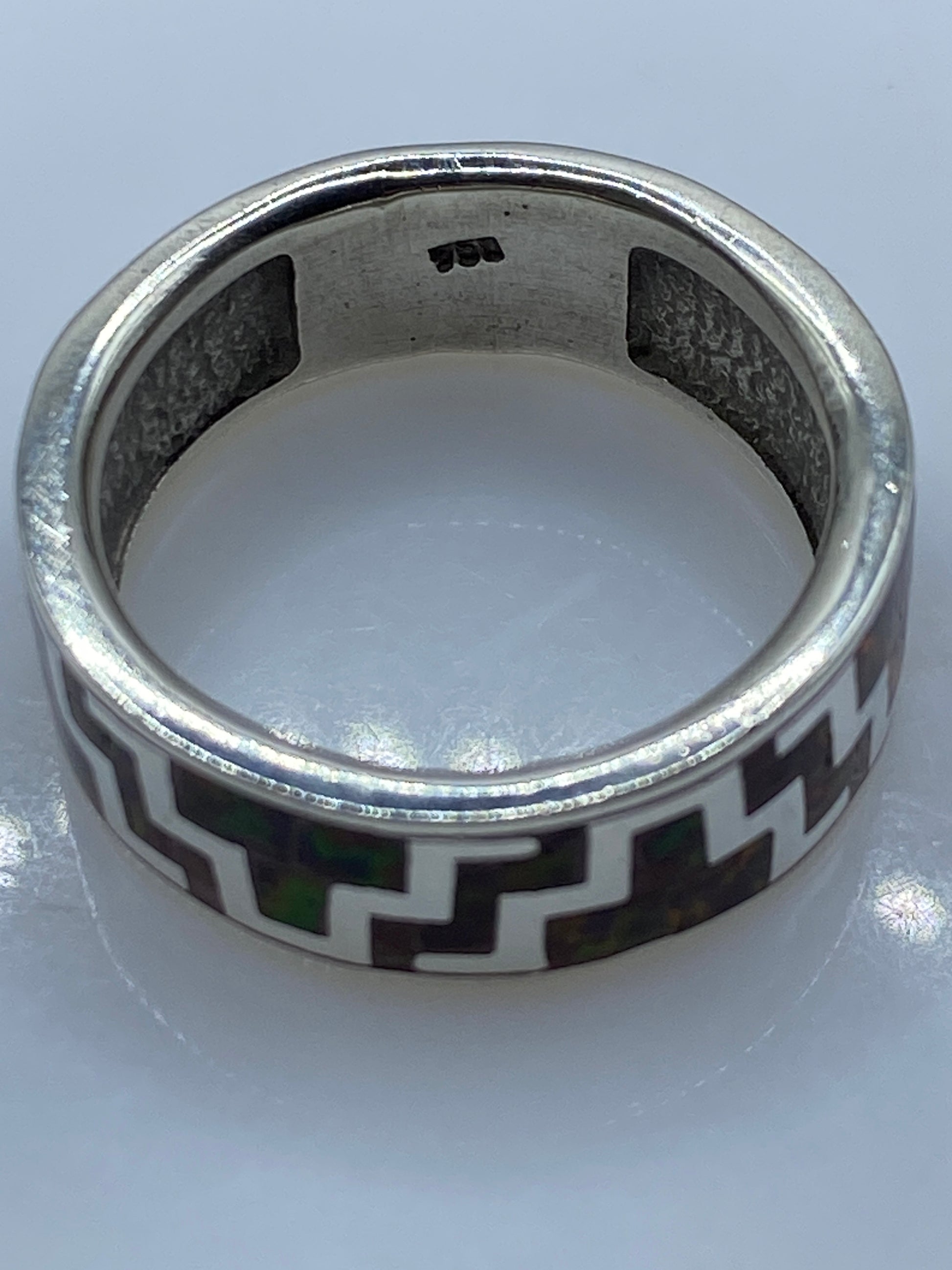 Anillo Ópalo de Fuego Geométrico Prehispánico — Plata .950 Taxco — foto 5