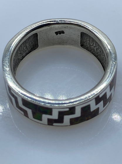 Anillo Ópalo de Fuego Geométrico Prehispánico — Plata .950 Taxco — foto 5