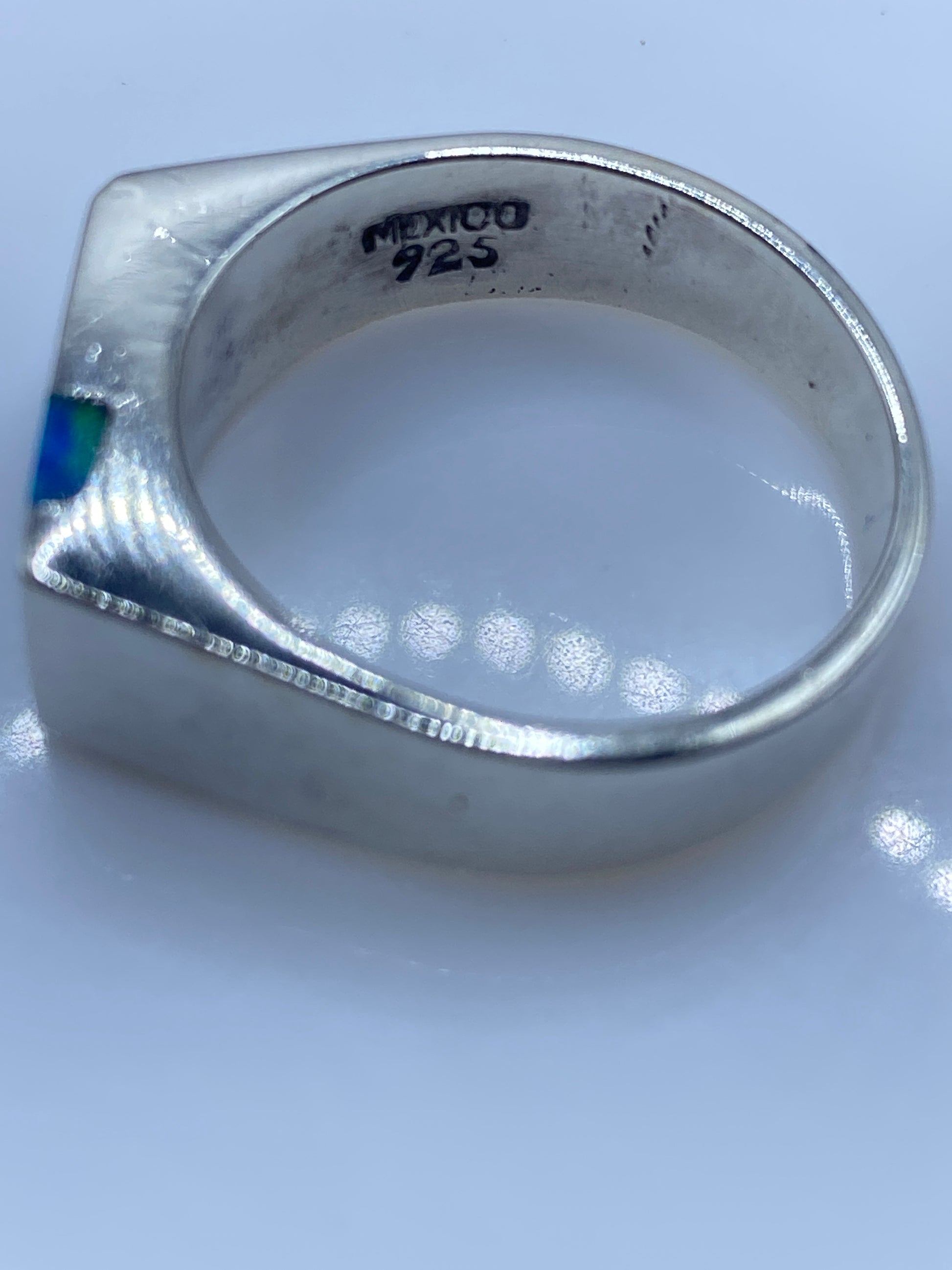 Anillo de Plata Ópalo de Fuego Azul — Minimalista Geométrico — foto 5