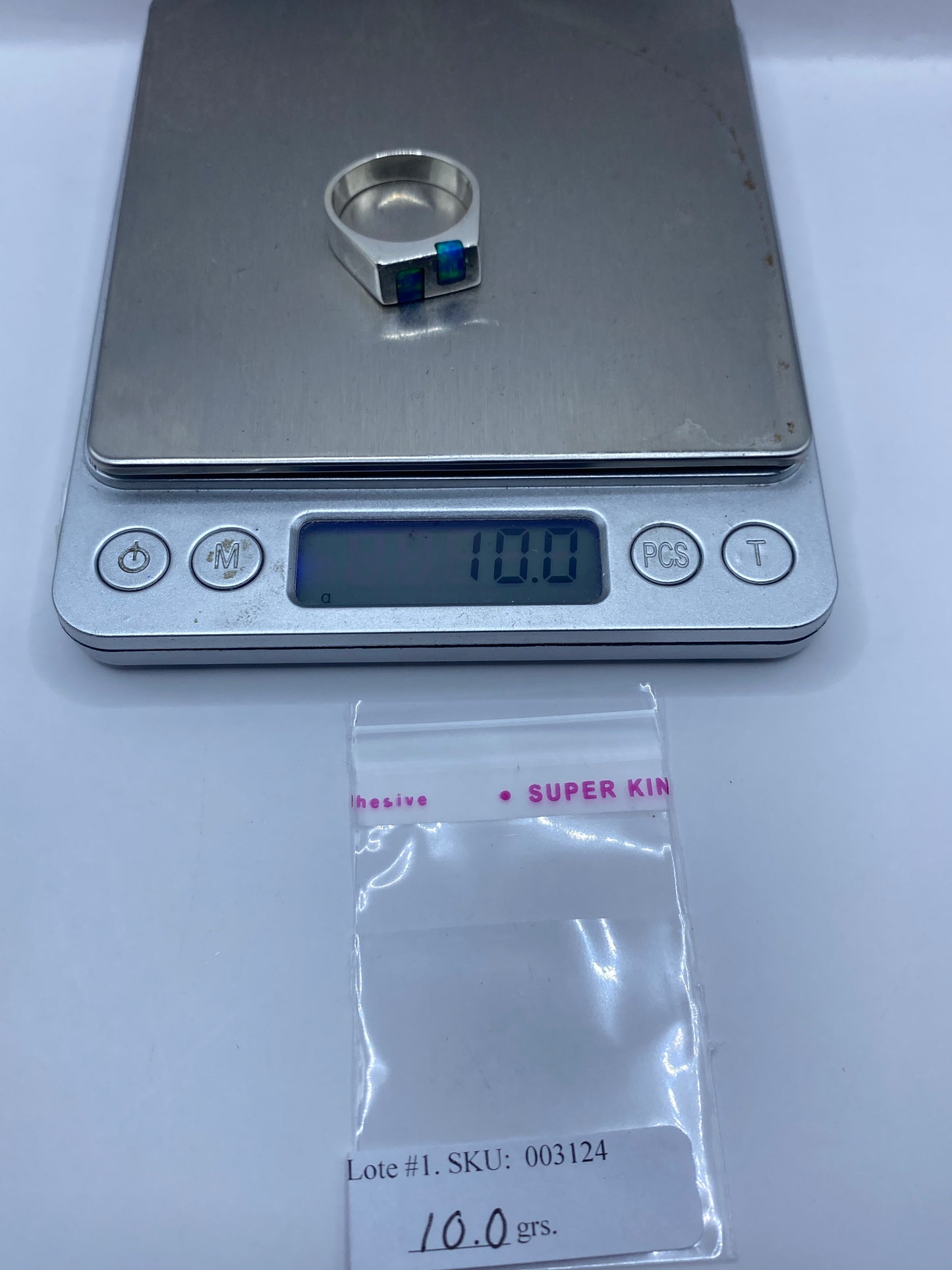 Anillo de Plata Ópalo de Fuego Azul — Minimalista Geométrico — foto 6