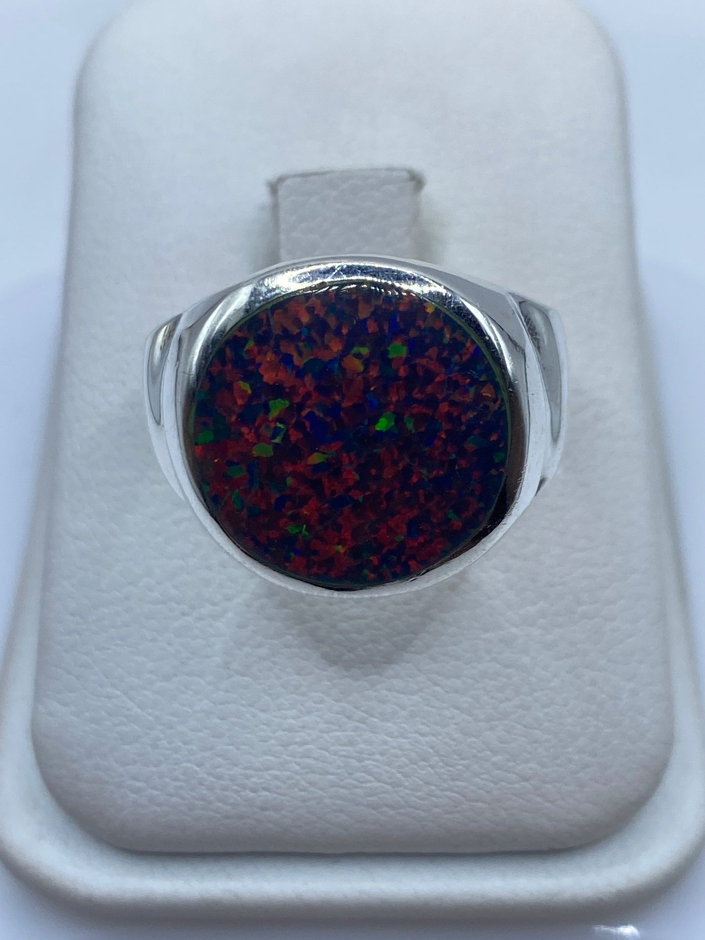 Anillo de Plata .925 Ópalo de Fuego Multicolor — Masivo para Él — foto 1