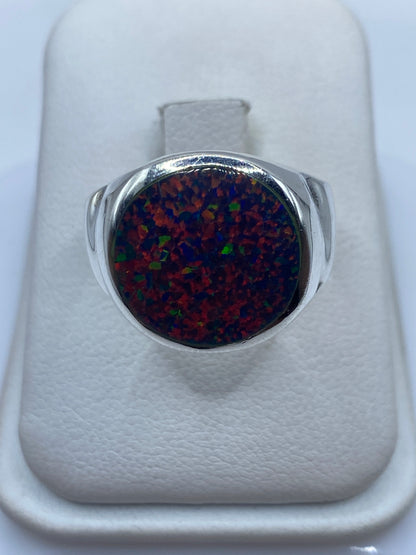 Anillo de Plata .925 Ópalo de Fuego Multicolor — Masivo para Él — foto 1