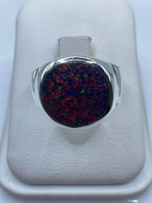 Anillo de Plata .925 Ópalo de Fuego Multicolor — Masivo para Él — foto 1