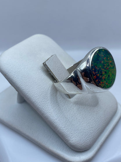 Anillo de Plata .925 Ópalo de Fuego Multicolor — Masivo para Él — foto 2