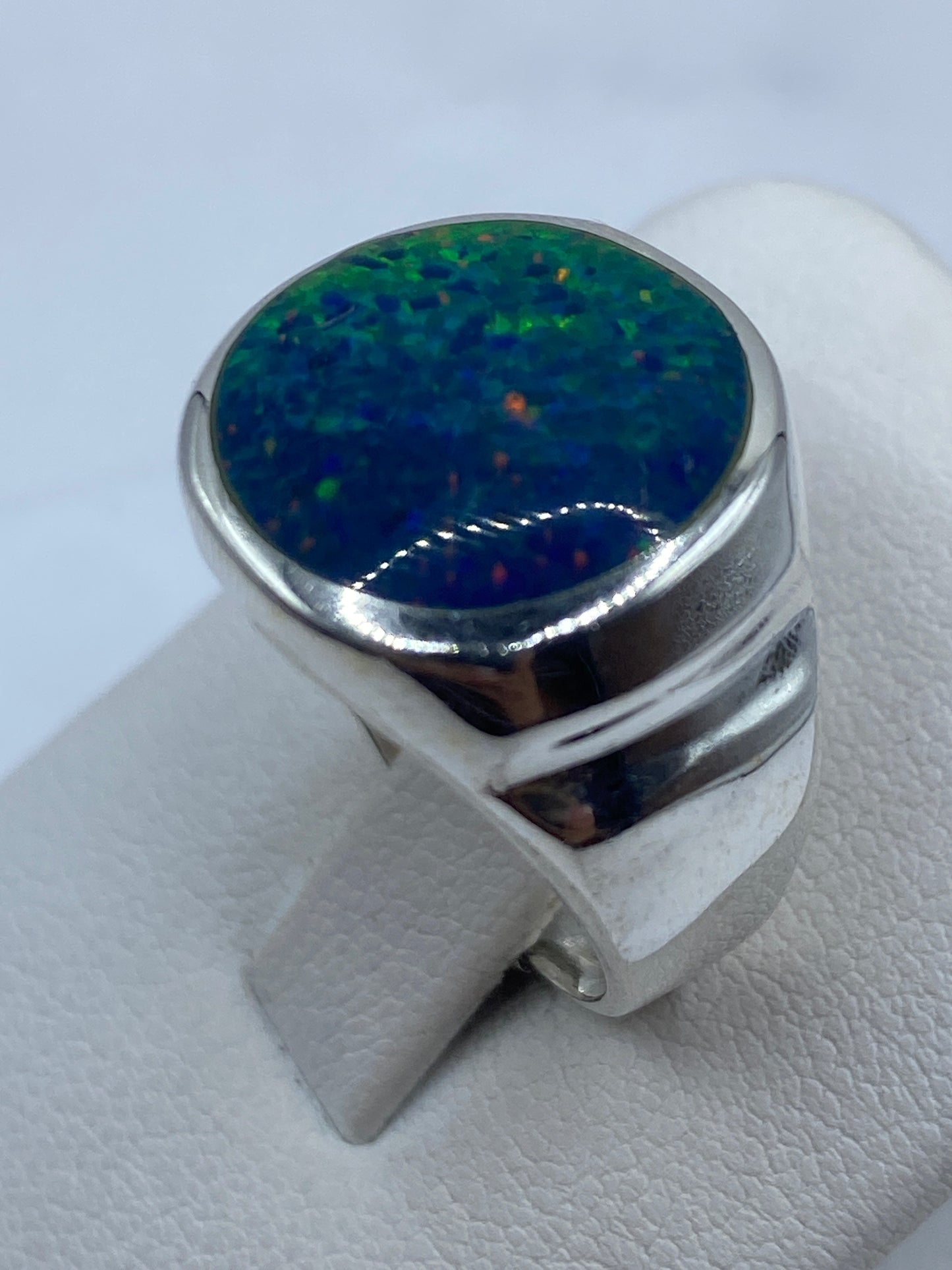 Anillo de Plata .925 Ópalo de Fuego Multicolor — Masivo para Él — foto 3