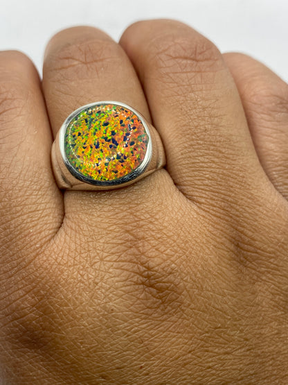 Anillo de Plata .925 Ópalo de Fuego Multicolor — Masivo para Él — foto 4