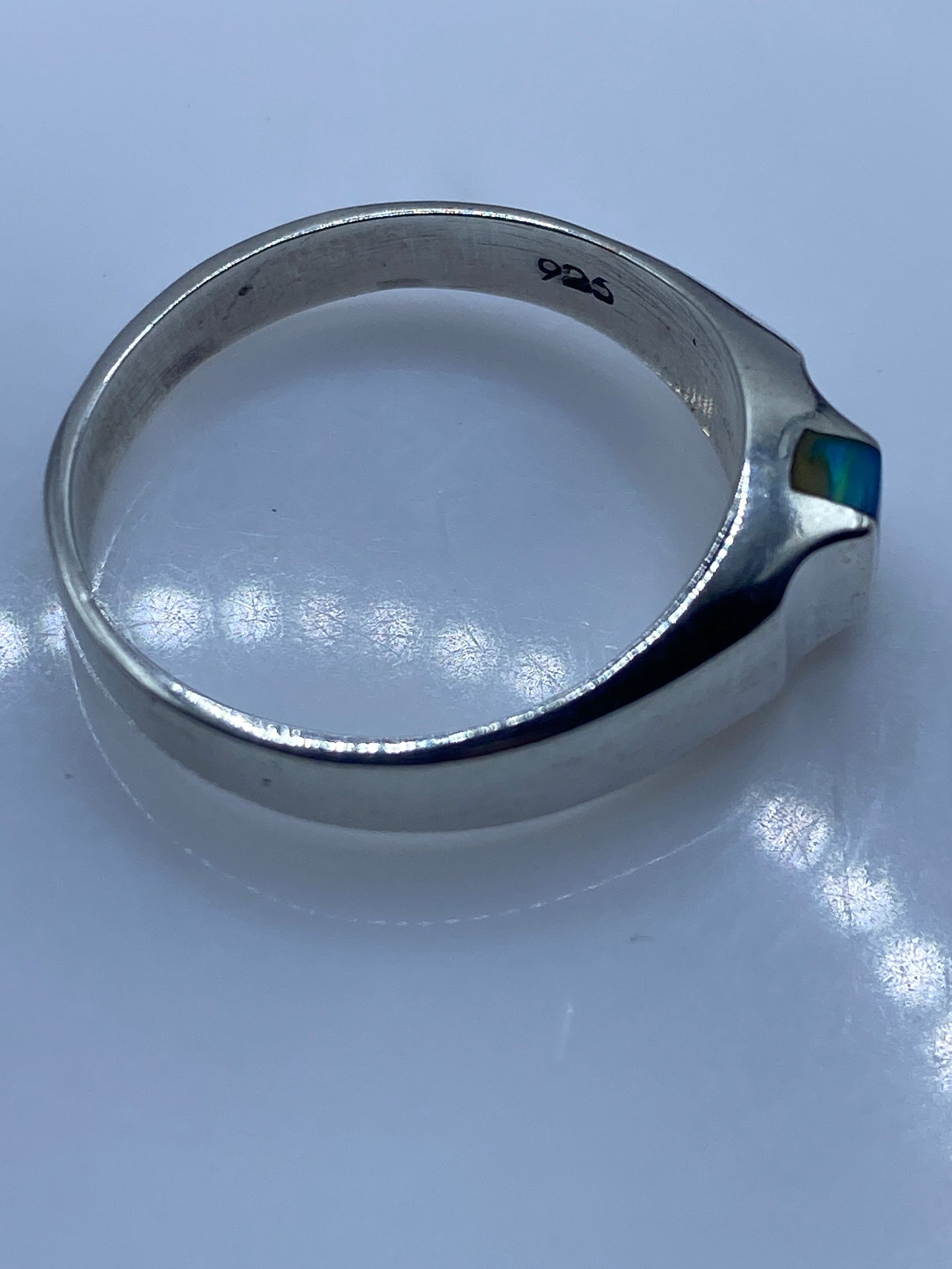 Anillo de Plata Ópalo de Fuego Azul — Moderno Geométrico — foto 5