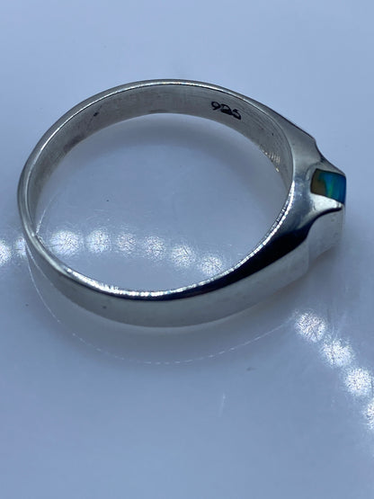 Anillo de Plata Ópalo de Fuego Azul — Moderno Geométrico — foto 5