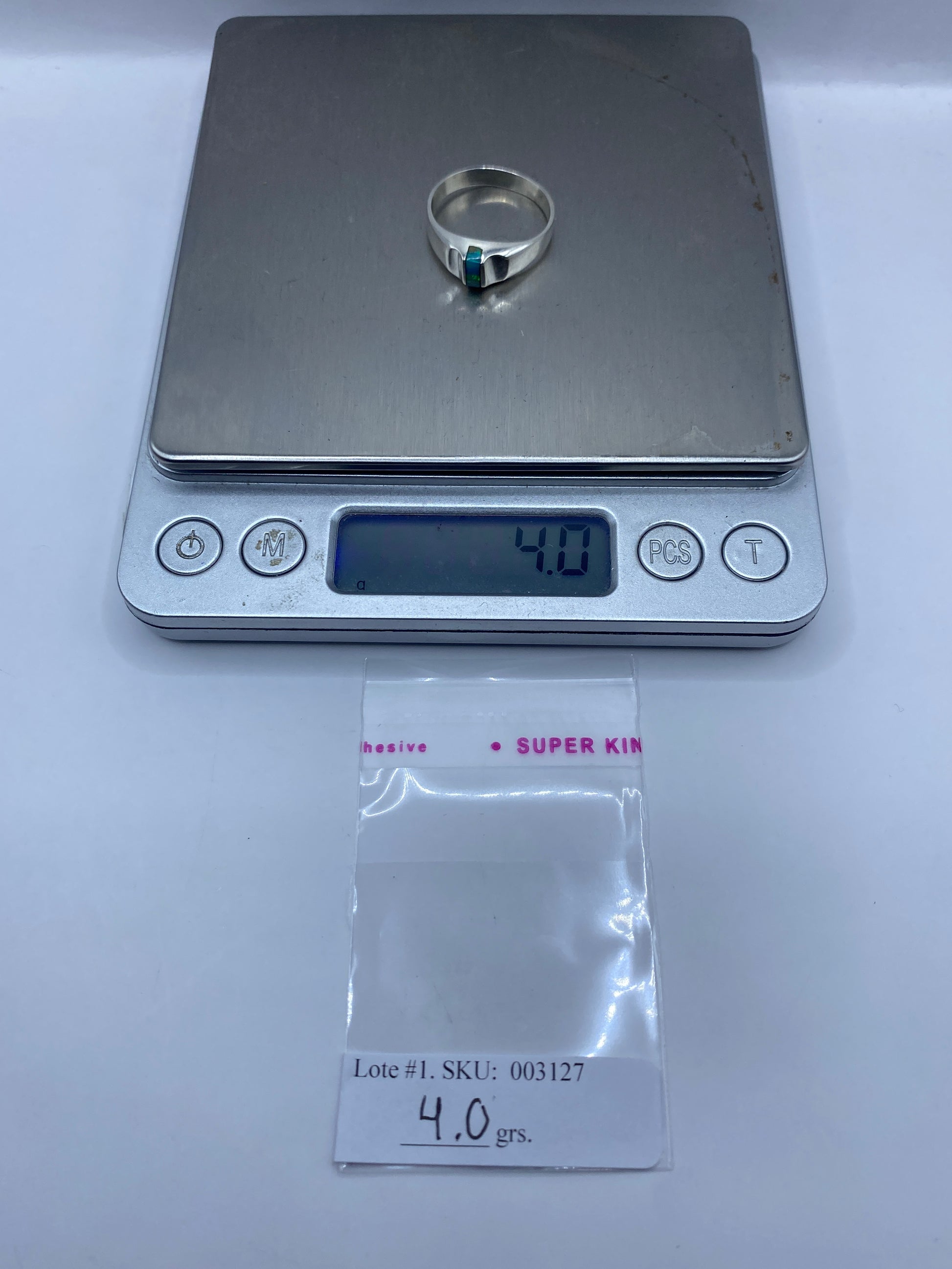 Anillo de Plata Ópalo de Fuego Azul — Moderno Geométrico — foto 6