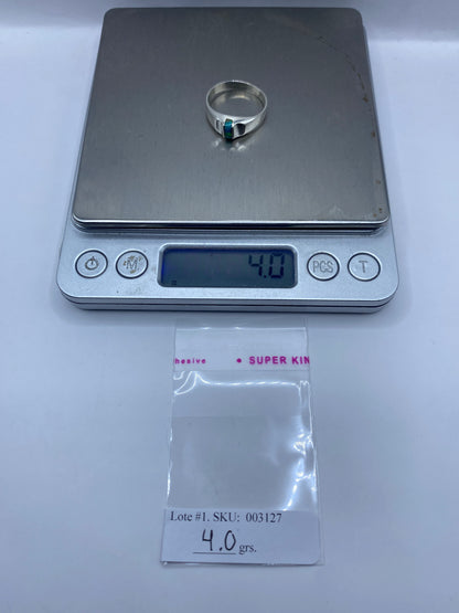 Anillo de Plata Ópalo de Fuego Azul — Moderno Geométrico — foto 6