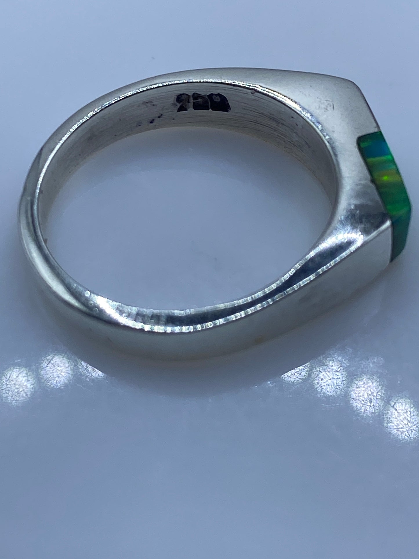 Anillo de Plata Ópalo de Fuego Verde Limón — Diseño Moderno — foto 5