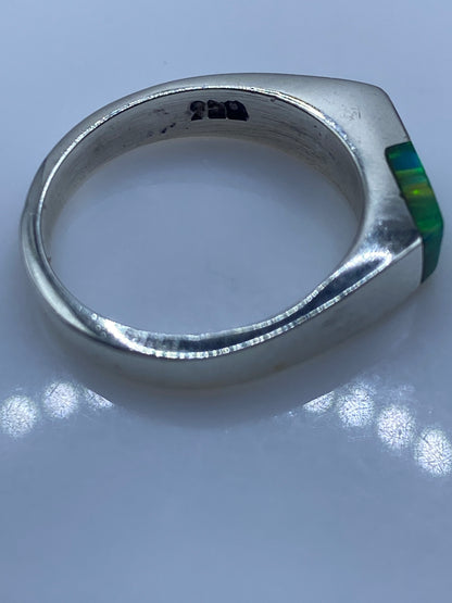 Anillo de Plata Ópalo de Fuego Verde Limón — Diseño Moderno — foto 5
