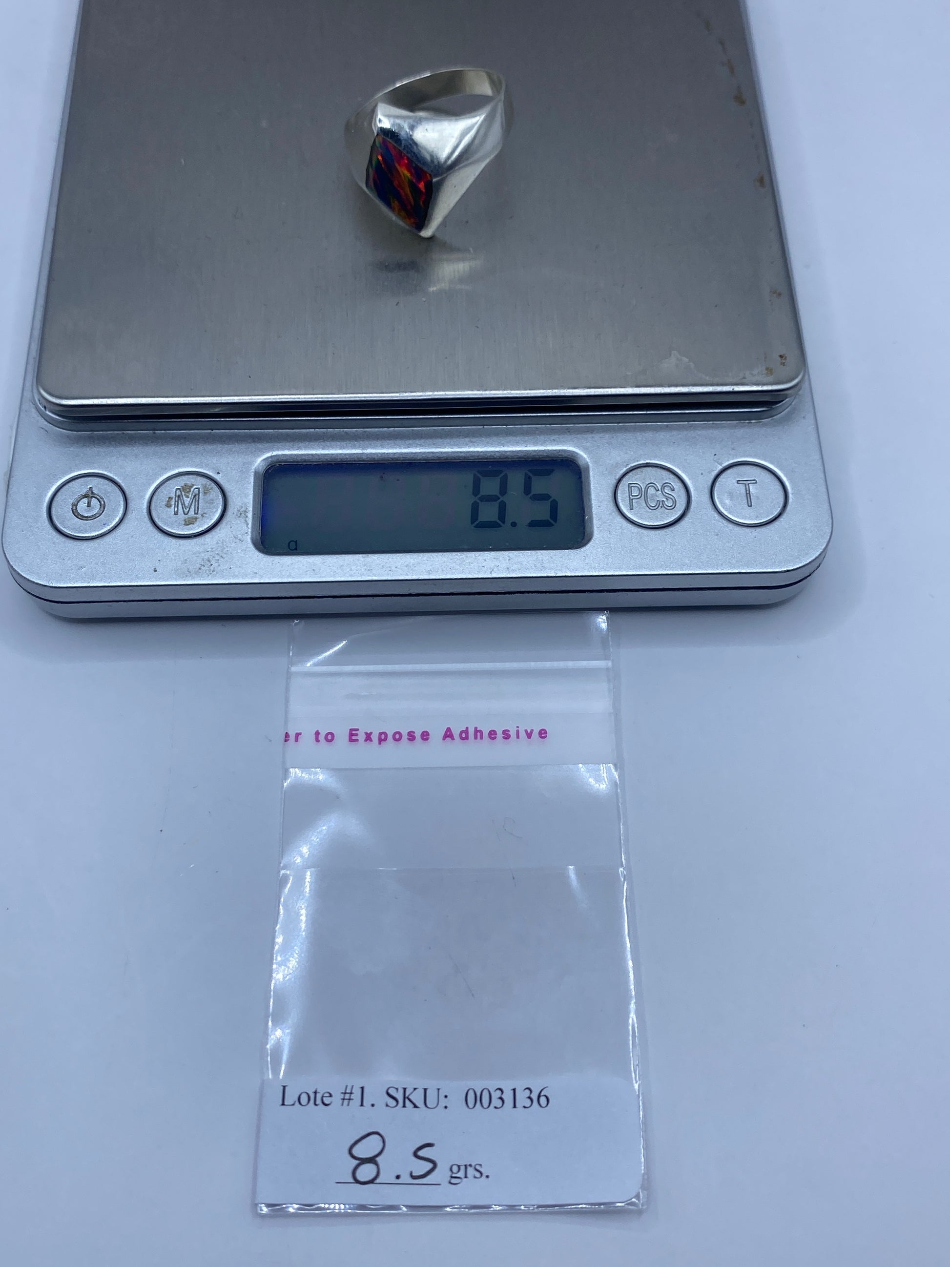 Anillo de Plata Ópalo de Fuego Azul — Signet Hombre — foto 6