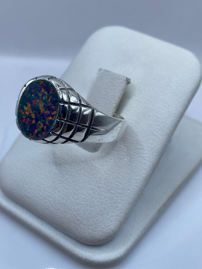 Anillo de Plata .950 con Ópalo de Fuego Azul — Para Él — foto 2