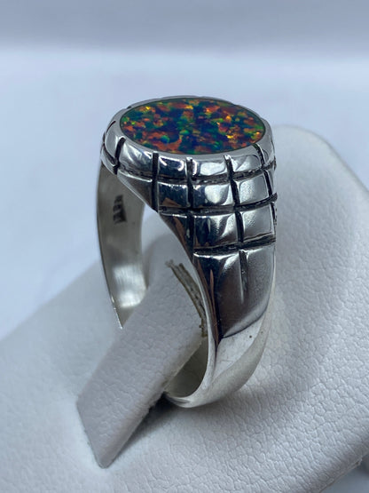 Anillo de Plata .950 con Ópalo de Fuego Azul — Para Él — foto 3