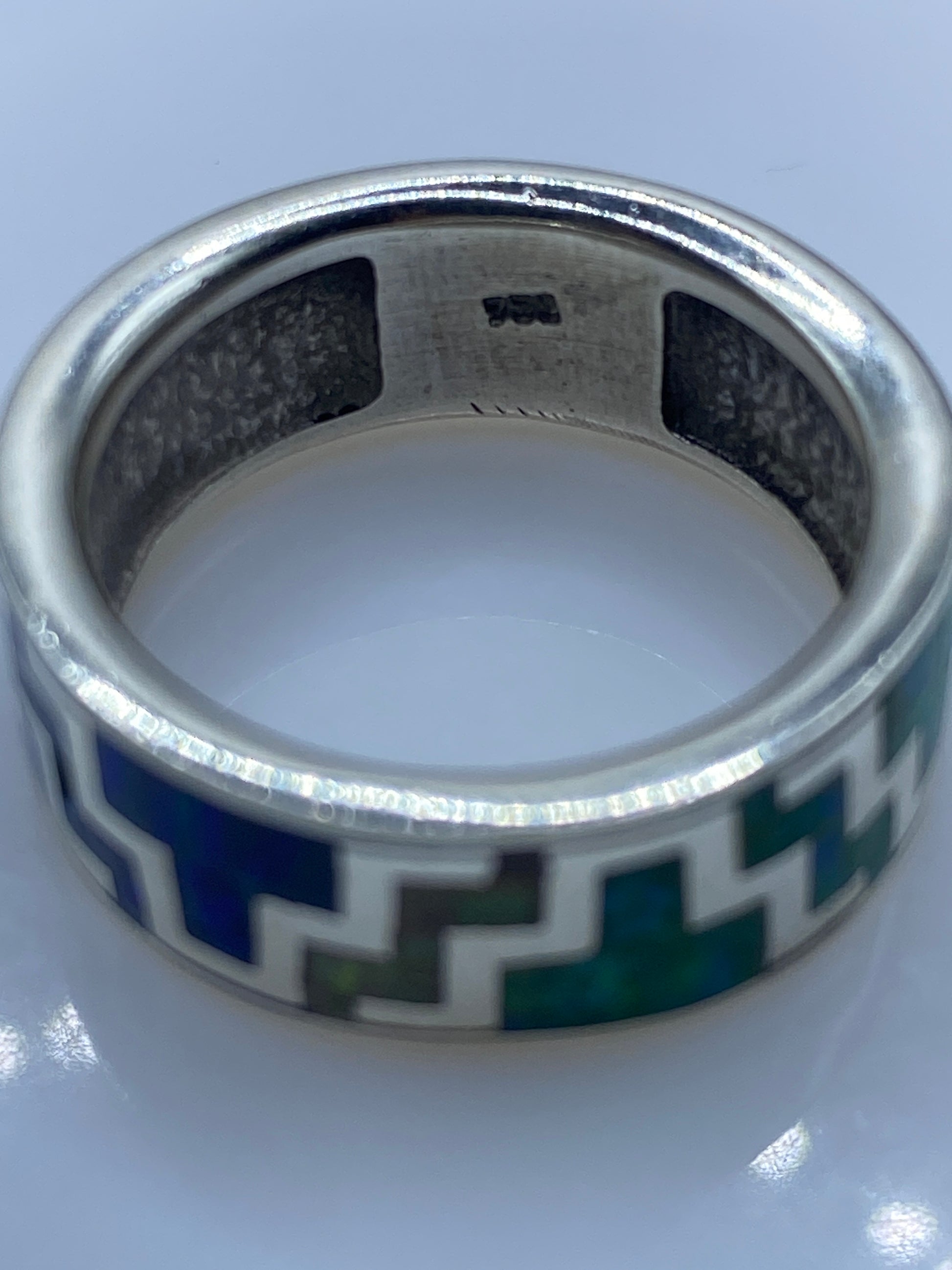 Anillo Plata .950 Ópalo de Fuego Multicolor — Mosaico Prehispánico — foto 5
