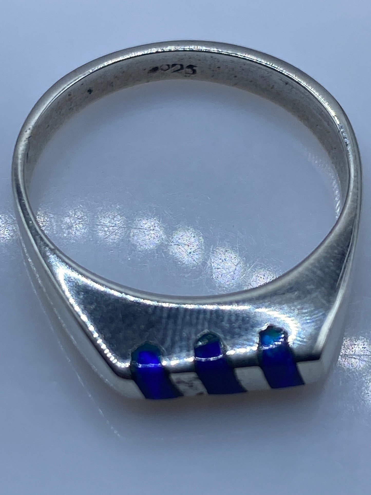 Anillo Plata Ópalo de Fuego Azul — Diseño Moderno Taxco — foto 5