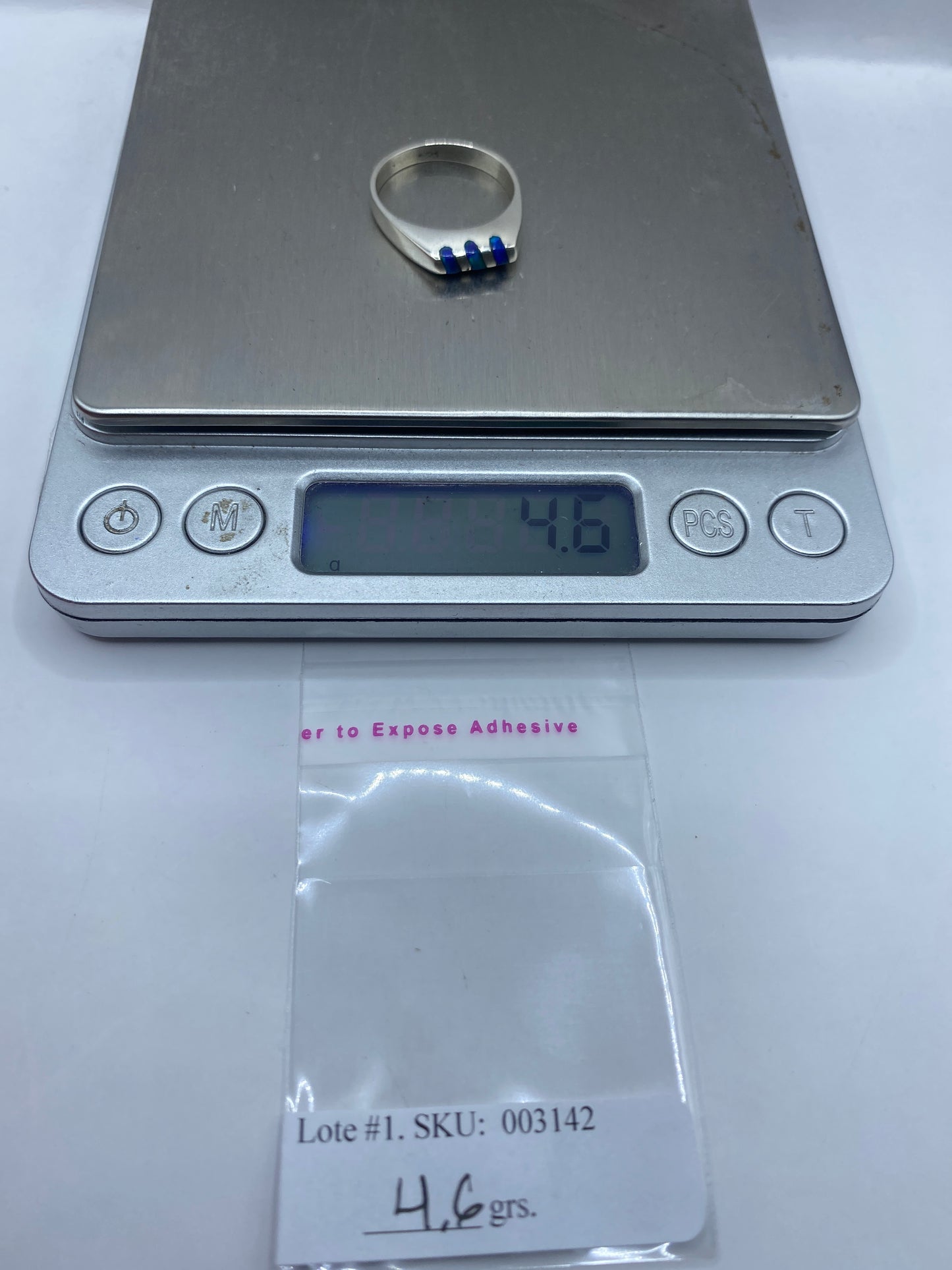 Anillo Plata Ópalo de Fuego Azul — Diseño Moderno Taxco — foto 6