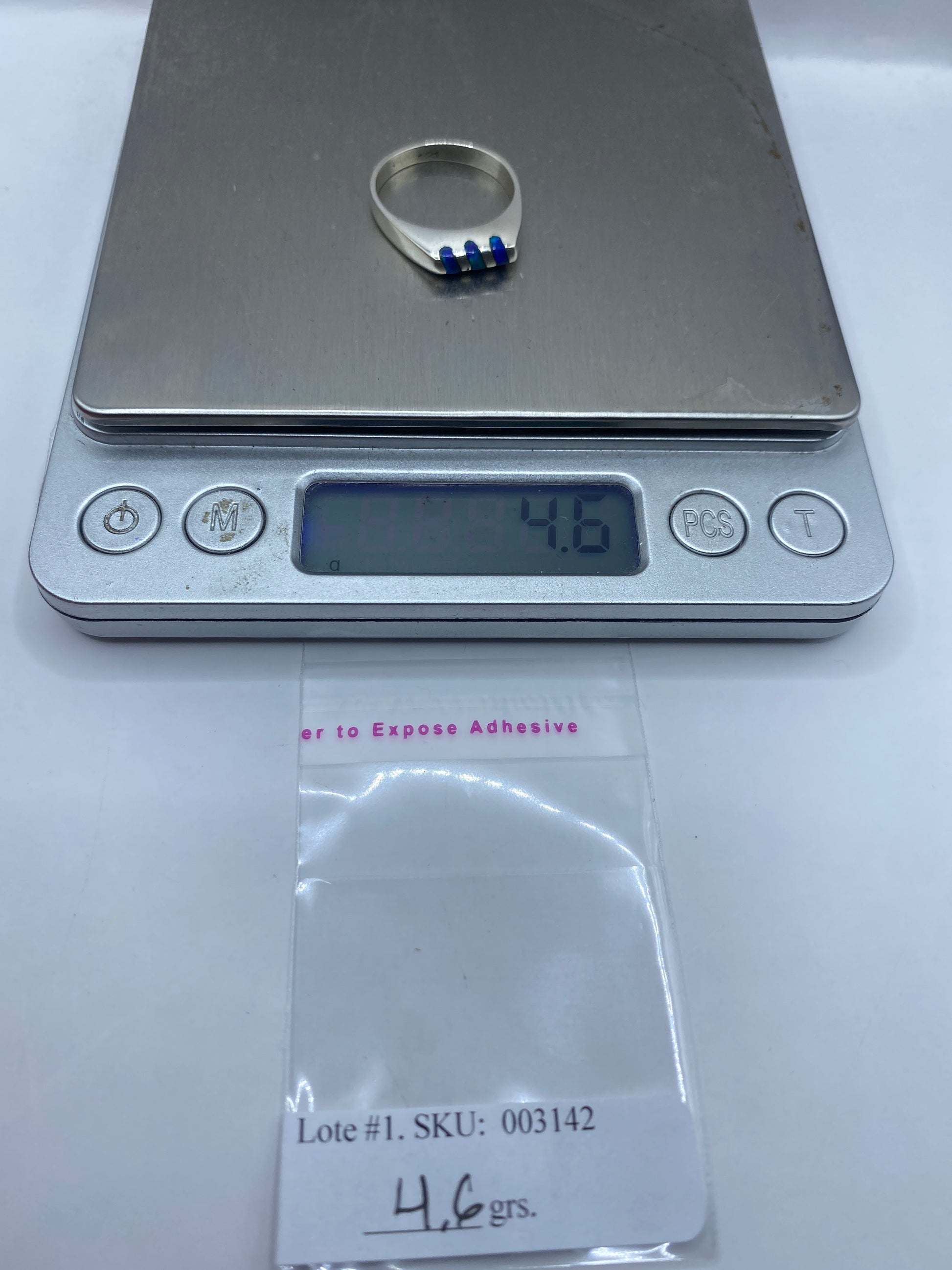 Anillo Plata Ópalo de Fuego Azul — Diseño Moderno Taxco — foto 6