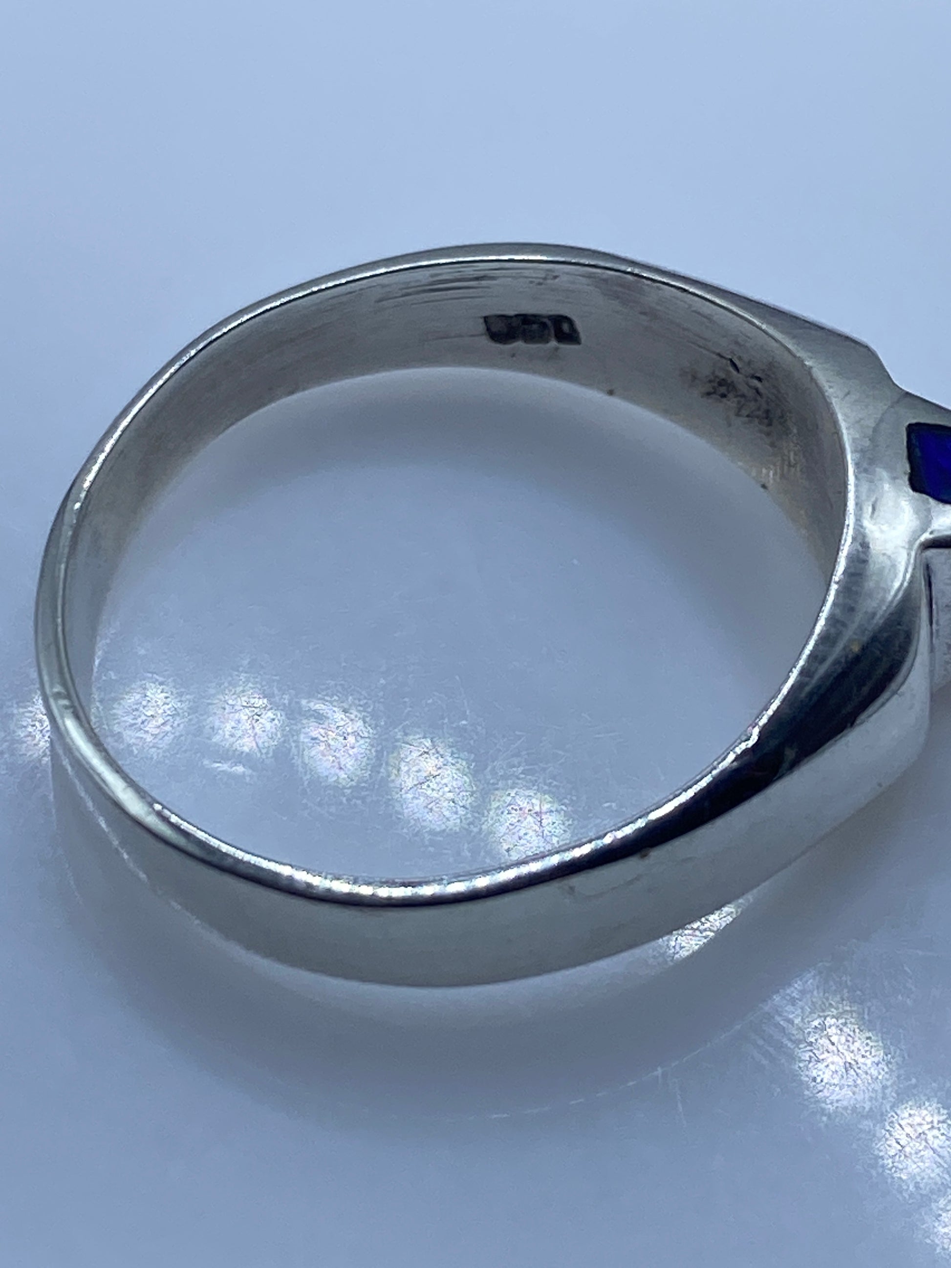 Anillo de Plata .950 Ópalo de Fuego Azul — Solitario Escultural — foto 5