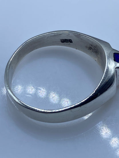 Anillo de Plata .950 Ópalo de Fuego Azul — Solitario Escultural — foto 5