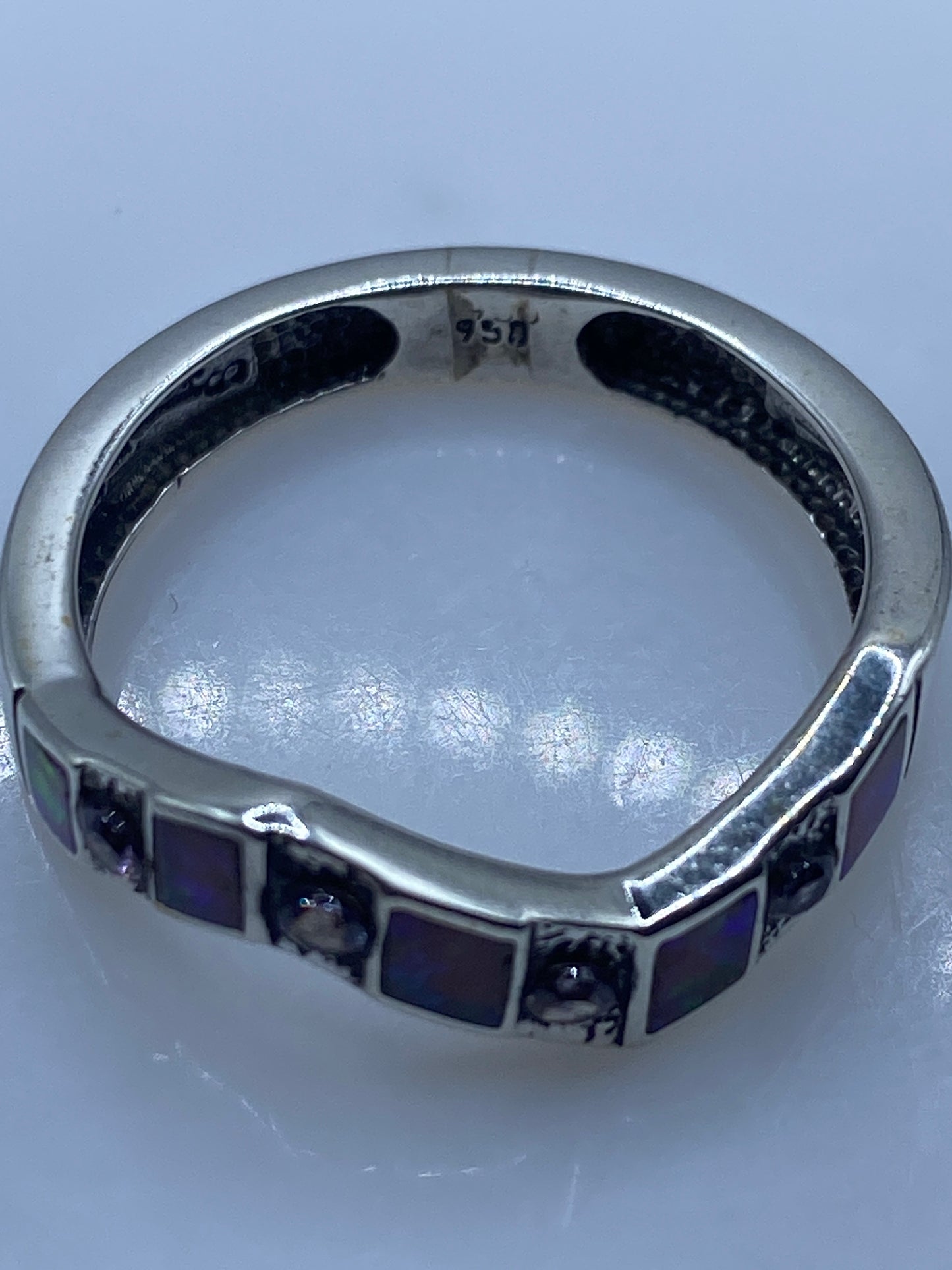 Anillo de Plata .950 Ópalo de Fuego Rosa — Geométrico — foto 5