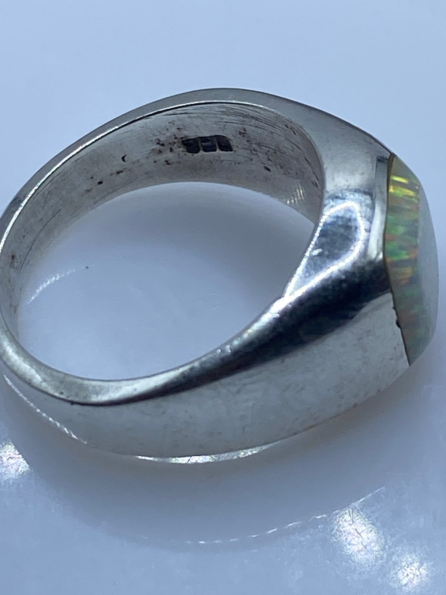 Anillo de Plata Ópalo de Fuego Solitario — Sello Taxco — foto 5