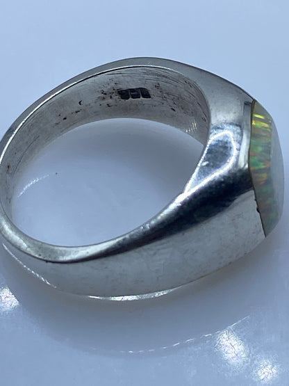 Anillo de Plata Ópalo de Fuego Solitario — Sello Taxco — foto 5