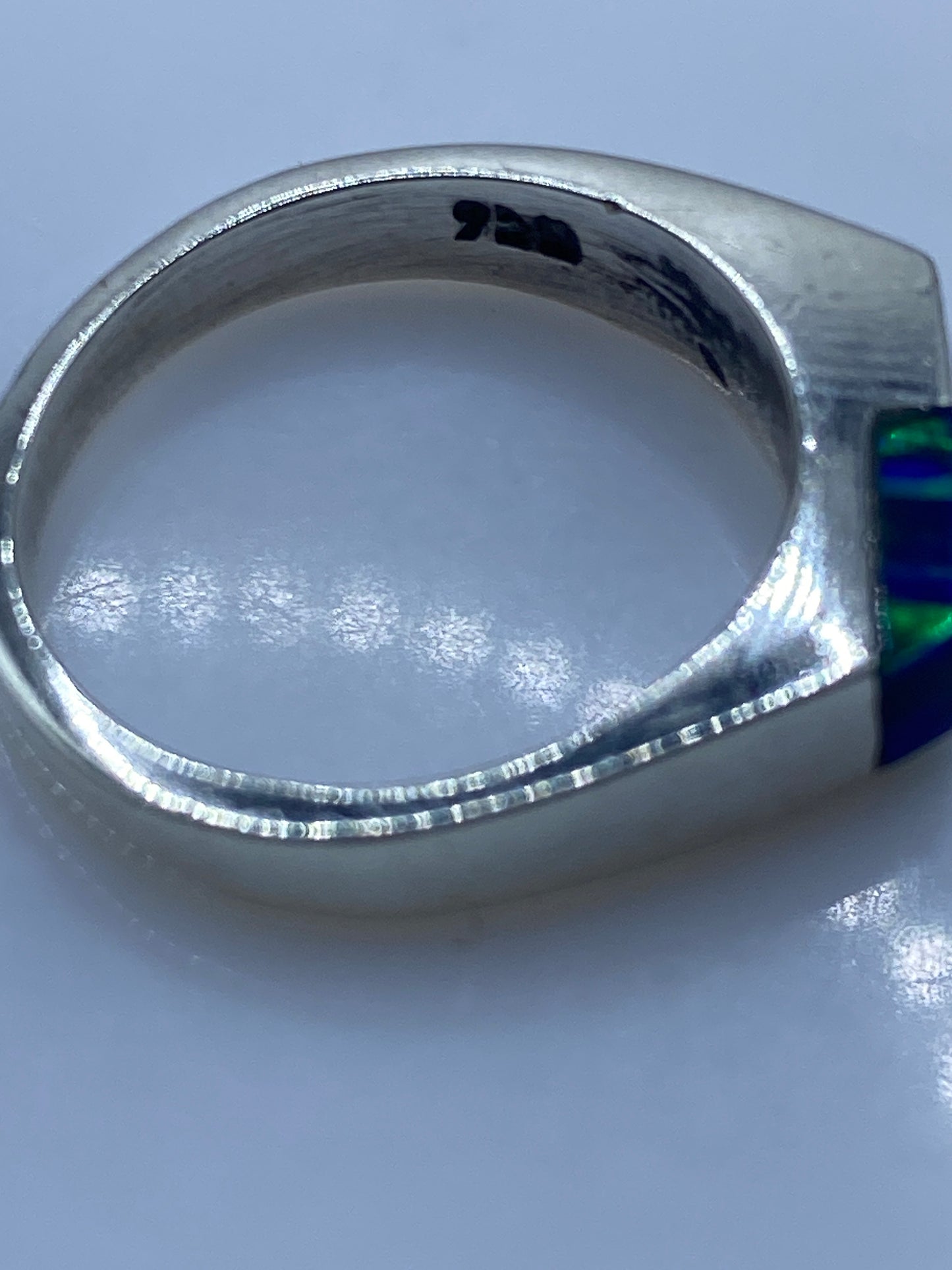 Anillo de Plata .950 Ópalo de Fuego Azul — Minimalista Moderno — foto 5