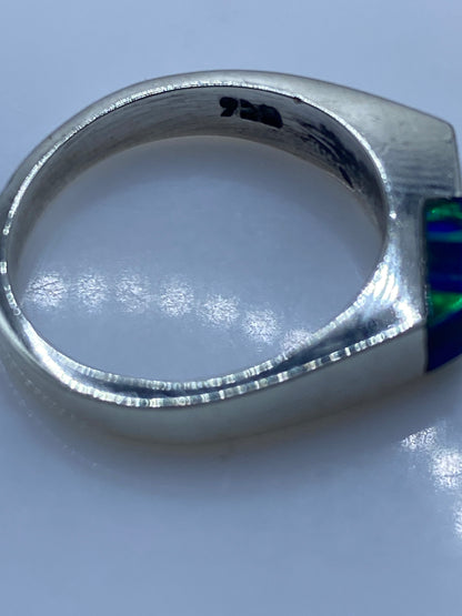 Anillo de Plata .950 Ópalo de Fuego Azul — Minimalista Moderno — foto 5