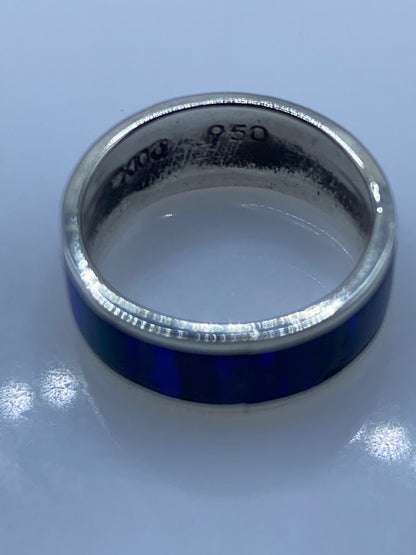 Anillo de Plata Ópalo de Fuego Azul — Minimalista .950 — foto 5