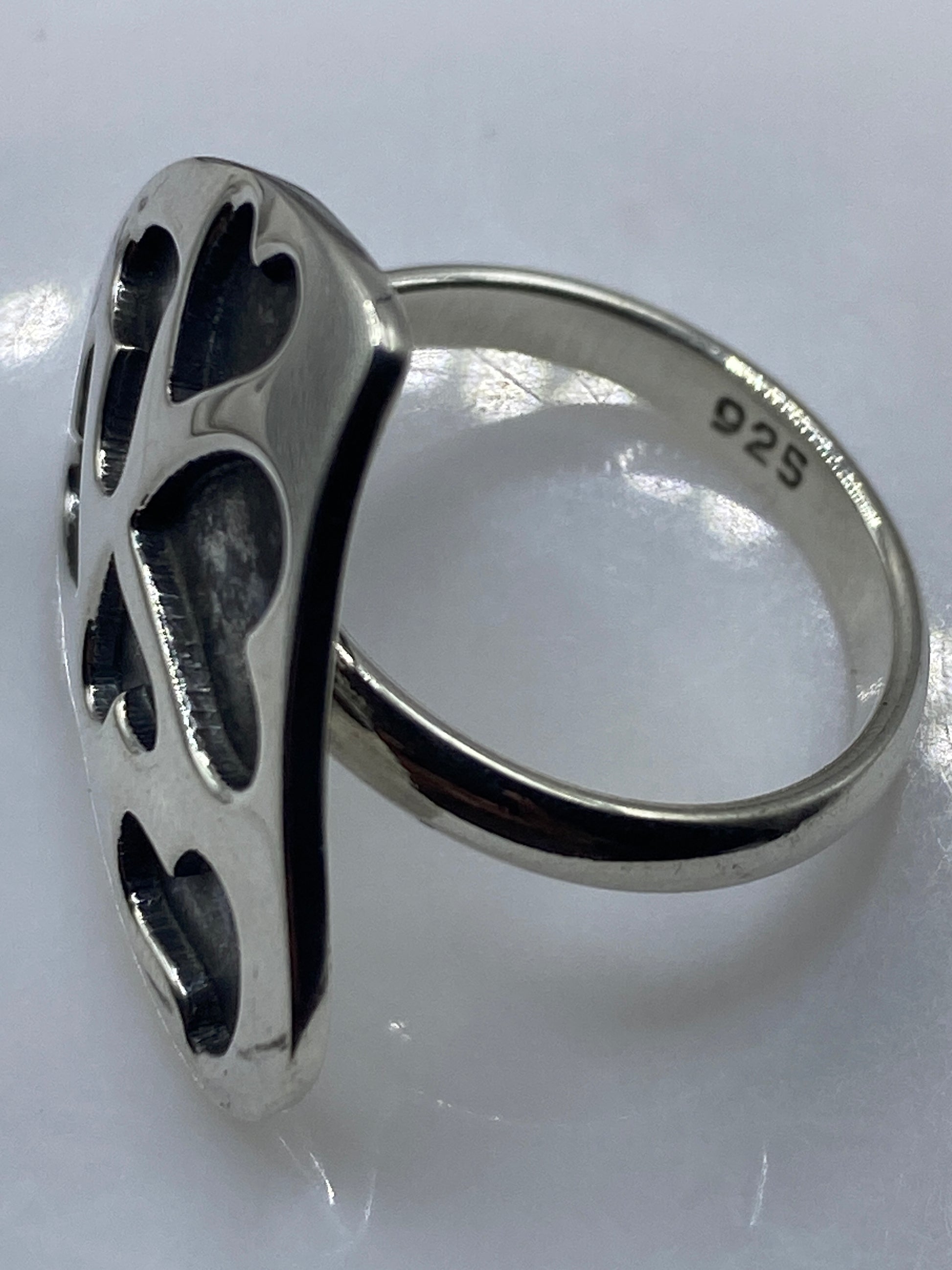 Anillo de Plata Corazones Abiertos — Ajustable Flores — foto 5