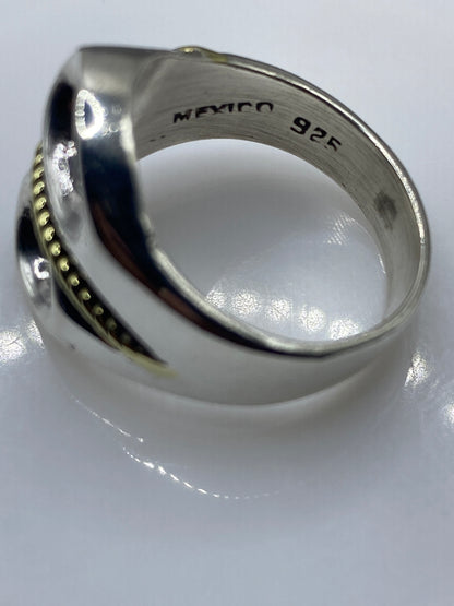 Anillo de Plata Doble Óvalo con Cuerda Dorada — Unisex — foto 5