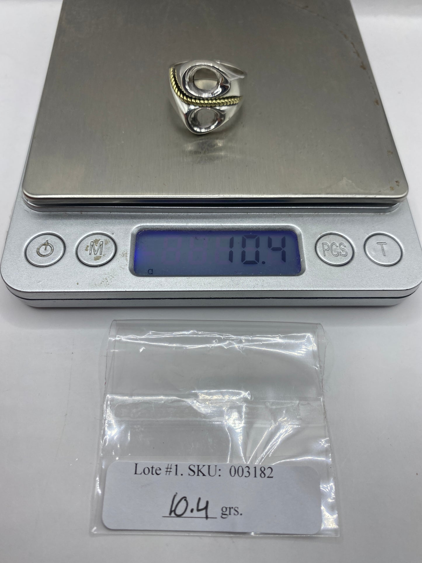 Anillo de Plata Doble Óvalo con Cuerda Dorada — Unisex — foto 6
