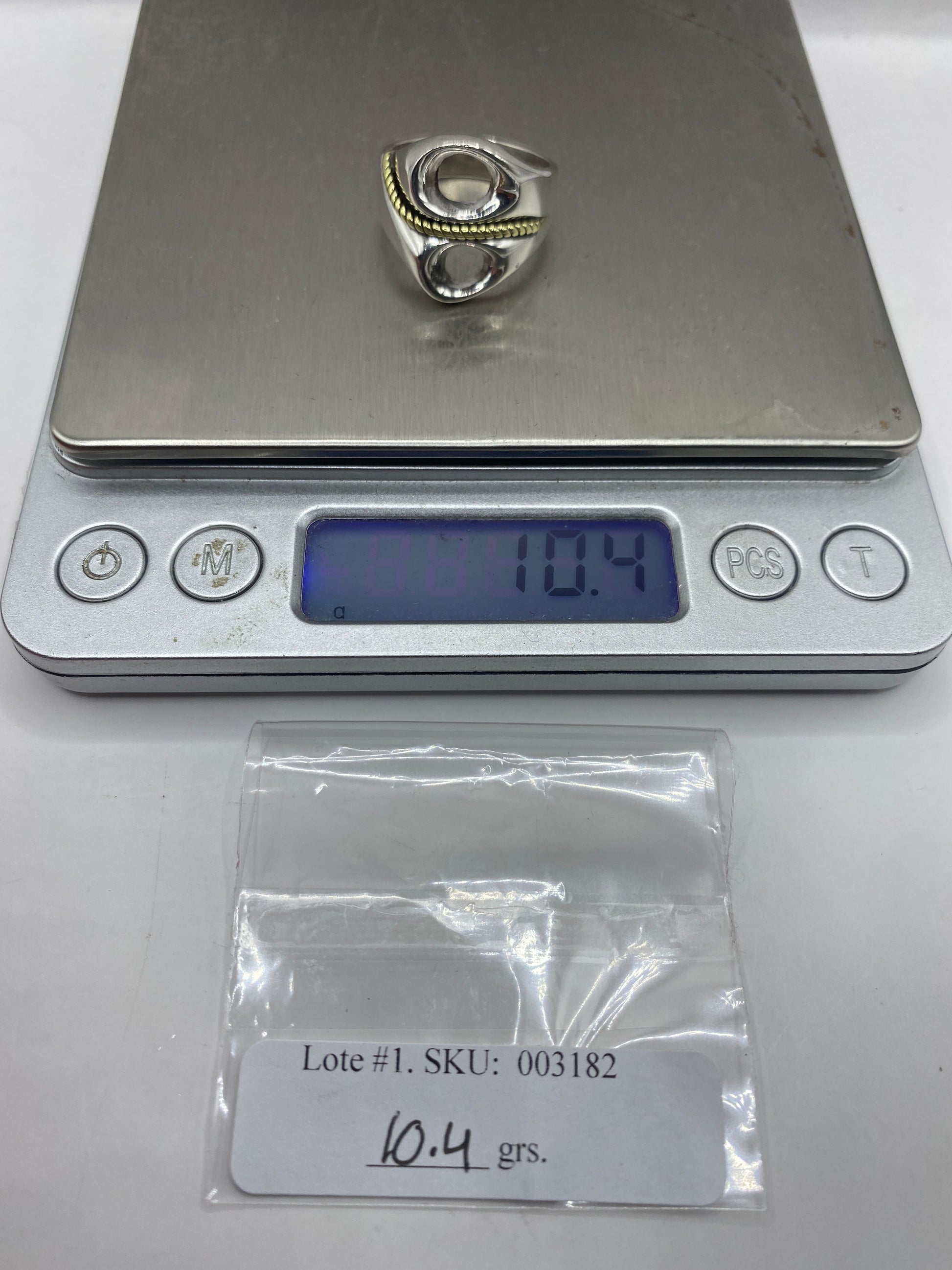 Anillo de Plata Doble Óvalo con Cuerda Dorada — Unisex — foto 6