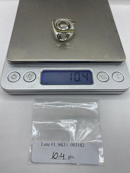 Anillo de Plata Doble Óvalo con Cuerda Dorada — Unisex — foto 6