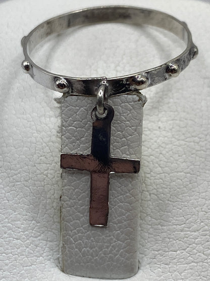 Banda circular de plata .925 con cruz de Taxco desde arriba