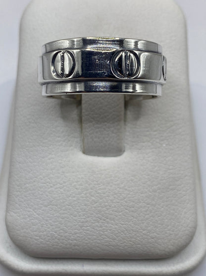 Anillo de plata sello minimalista con motivo circular en talla 9