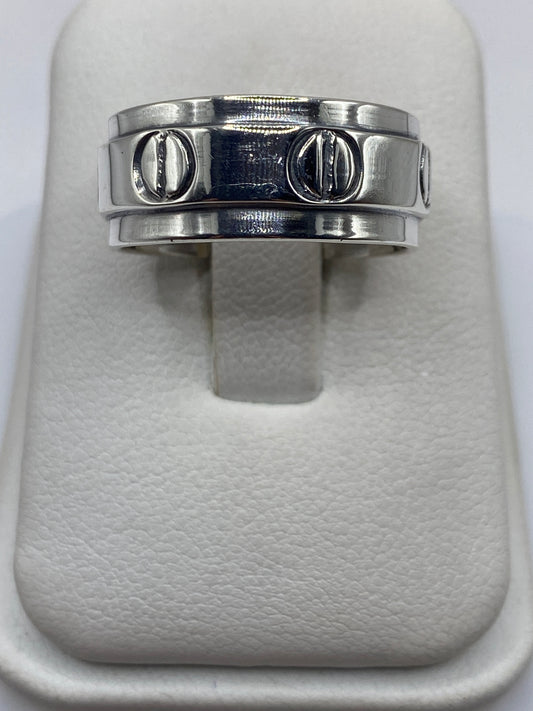 Anillo de plata sello minimalista con motivo circular en talla 9