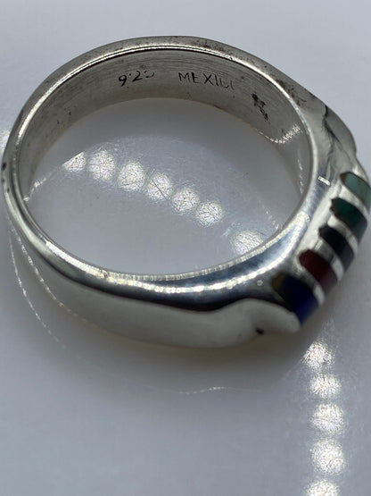 Anillo de Plata Multicolor con Piedras — Diseño Moderno Taxco — foto 5