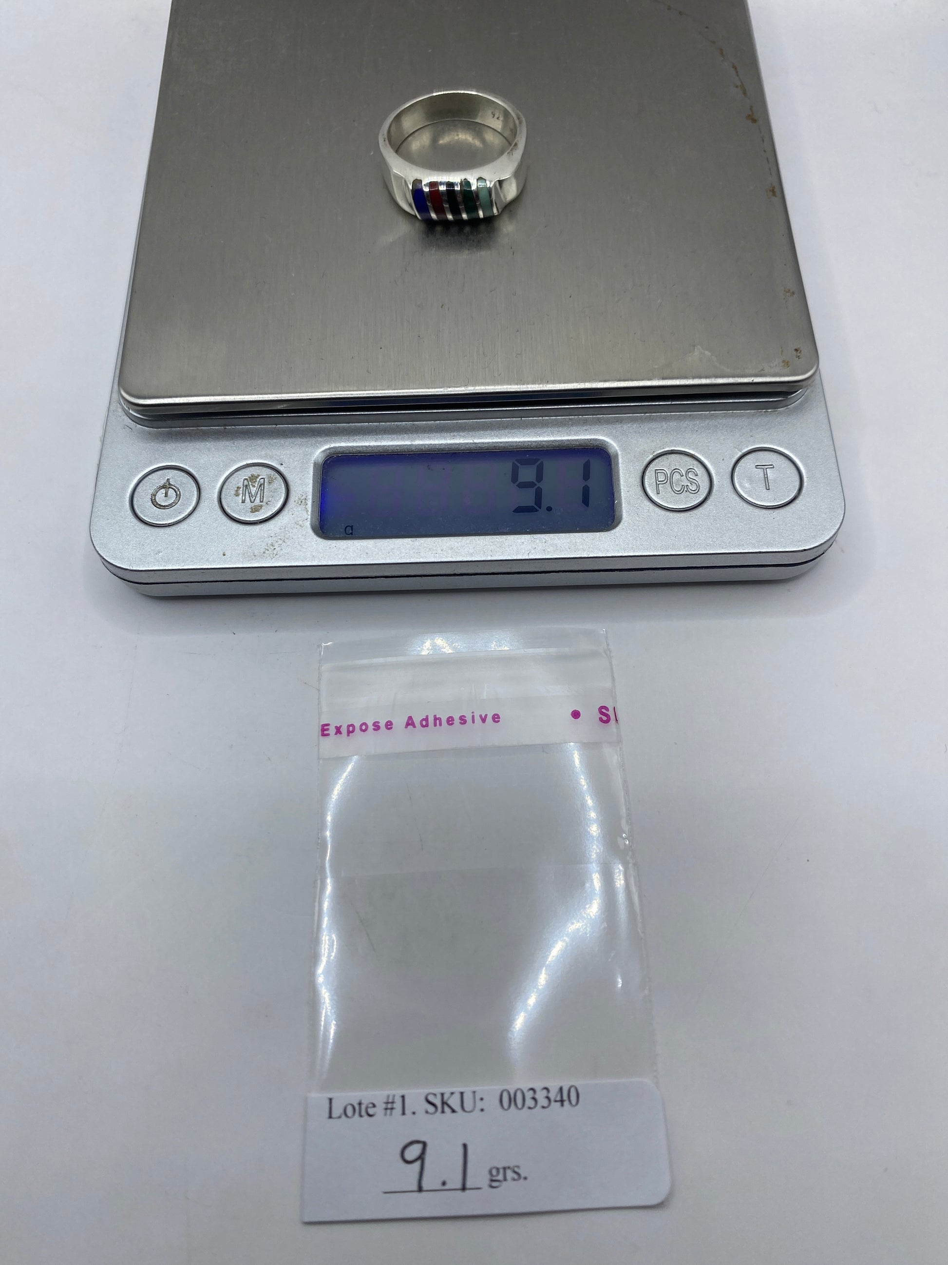 Anillo de Plata Multicolor con Piedras — Diseño Moderno Taxco — foto 6