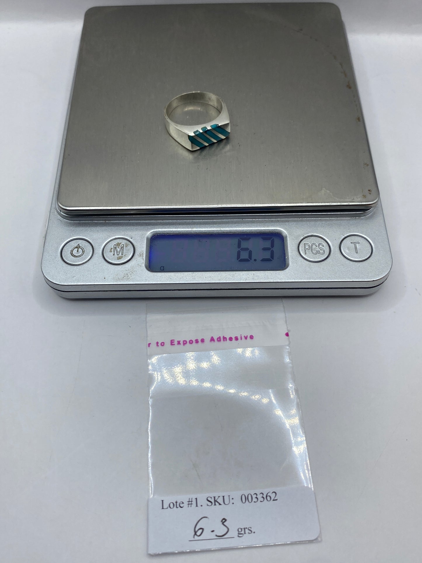 Anillo de Plata Turquesa Azul Cielo — Diseño Geométrico Taxco — foto 5