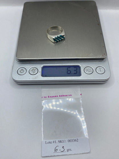 Anillo de Plata Turquesa Azul Cielo — Diseño Geométrico Taxco — foto 5