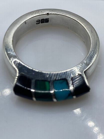 Anillo de Plata Malaquita Bandas Eslabón — Unisex Taxco — foto 5