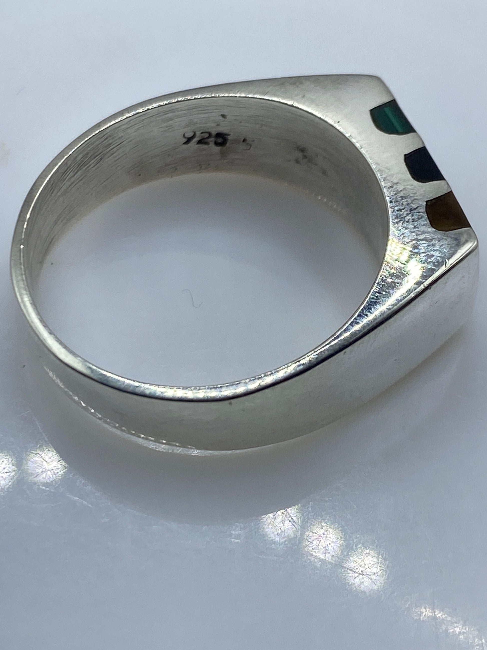 Anillo de Plata Malaquita Verde Banda Ancha — Uso Diario — foto 5
