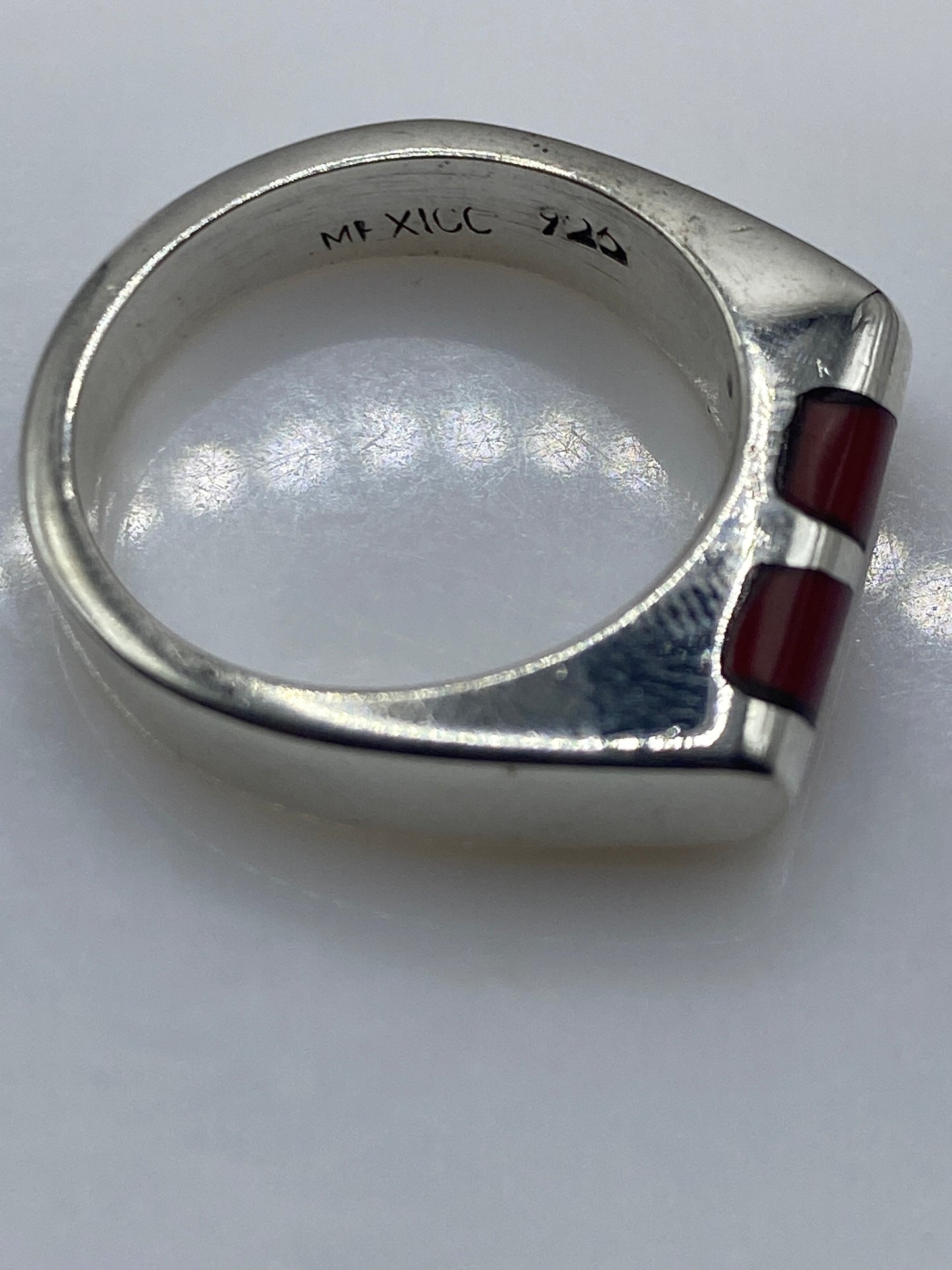 Anillo de Plata Coral Rojo — Diseño Moderno Unisex — foto 5
