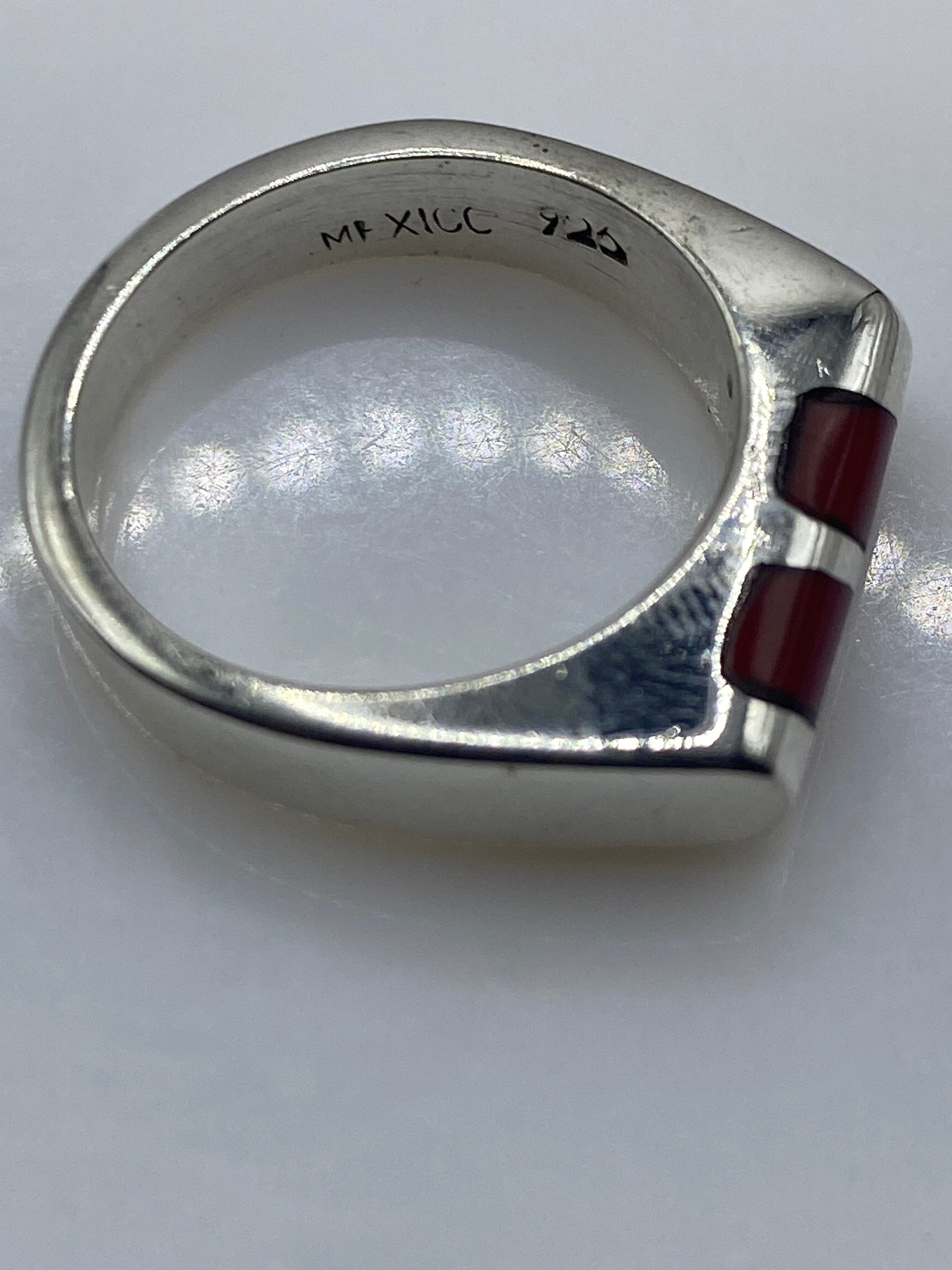 Anillo de Plata Coral Rojo — Diseño Moderno Unisex — foto 5