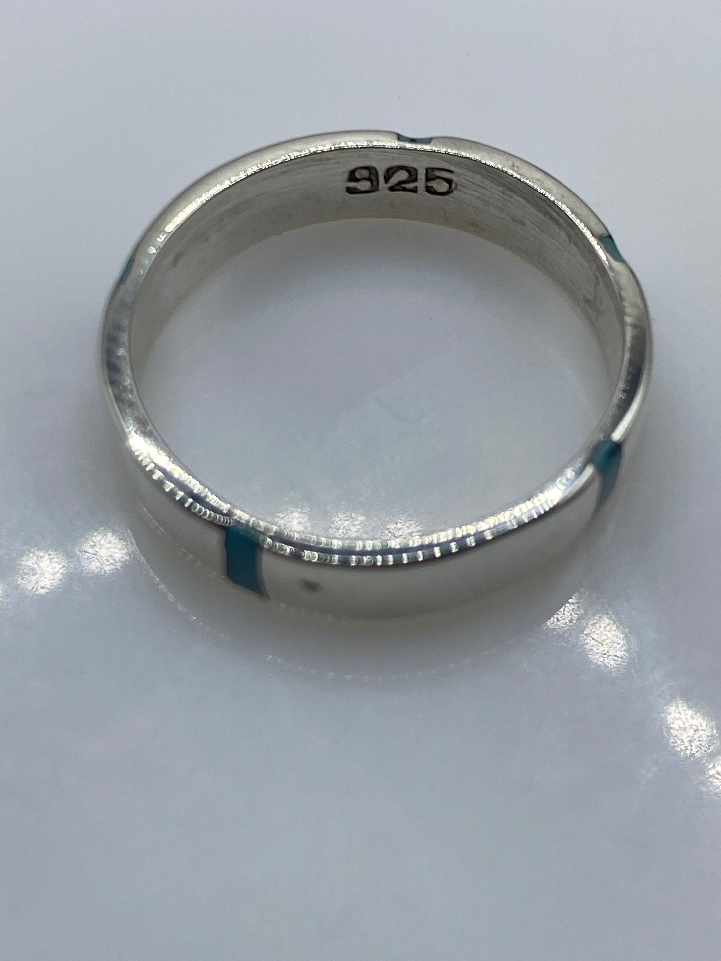 Anillo de Plata Turquesa Azul Cielo — Banda Minimalista — foto 5
