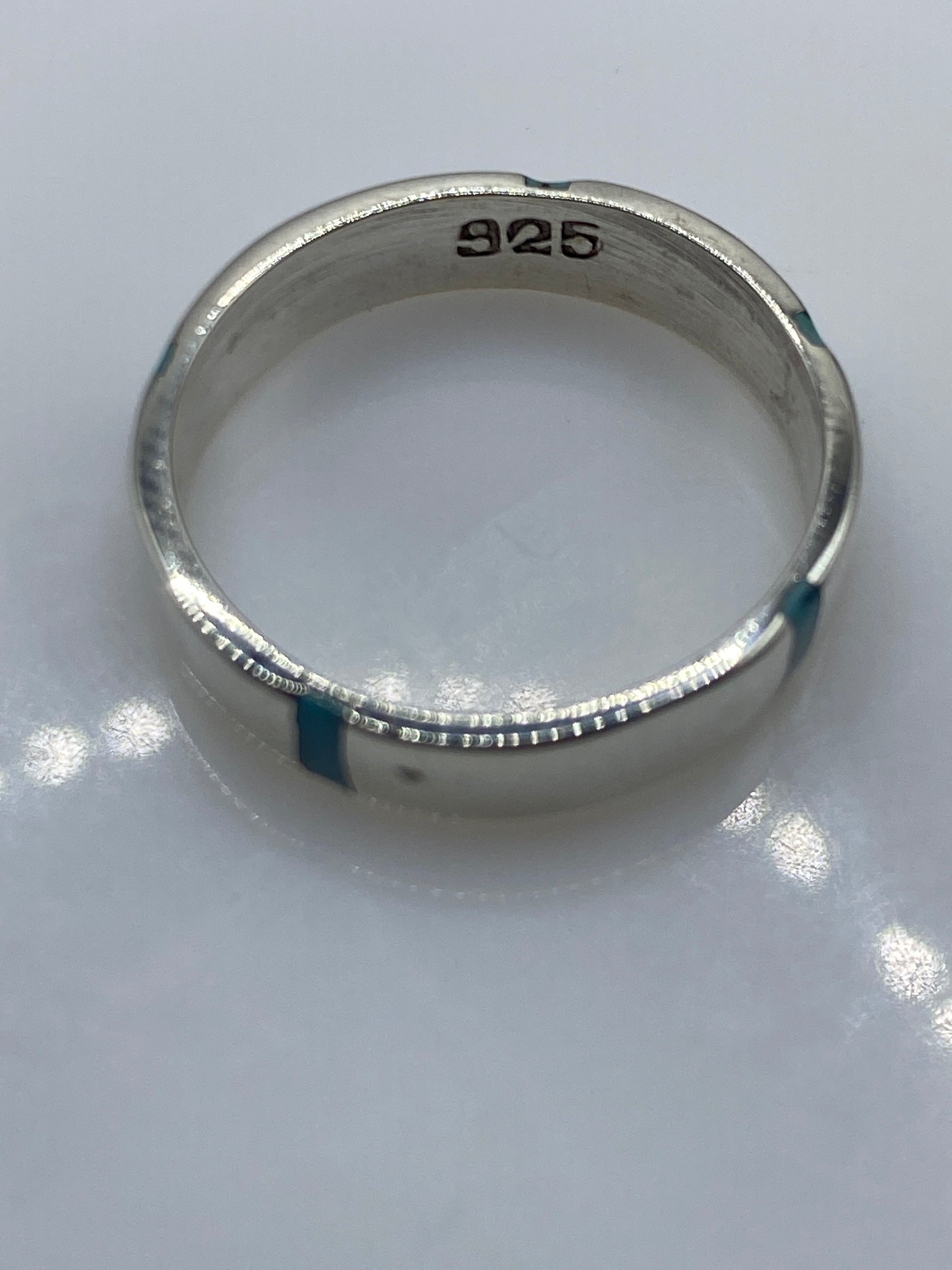 Anillo de Plata Turquesa Azul Cielo — Banda Minimalista — foto 5
