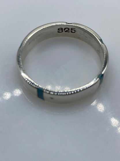 Anillo de Plata Turquesa Azul Cielo — Banda Minimalista — foto 5